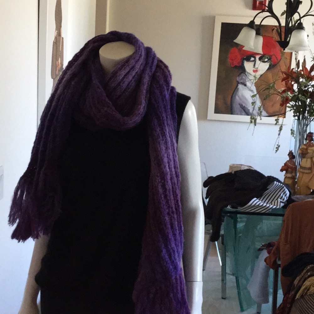 Hand knit mohair long scarf
